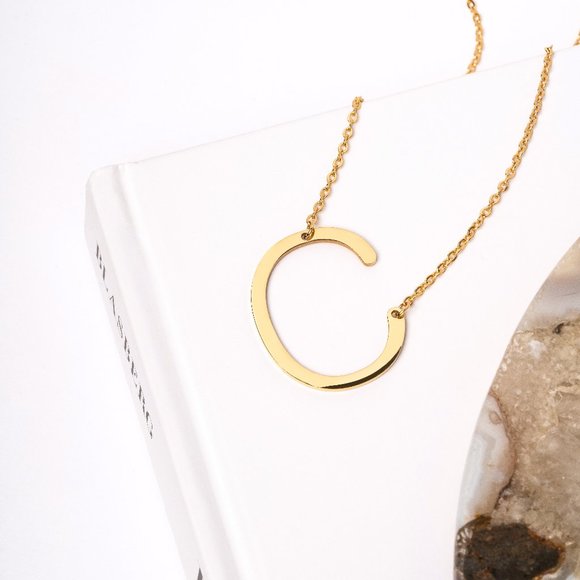 Jewelry | Letter C Pendant Necklace In Stainless Steel | Poshmark